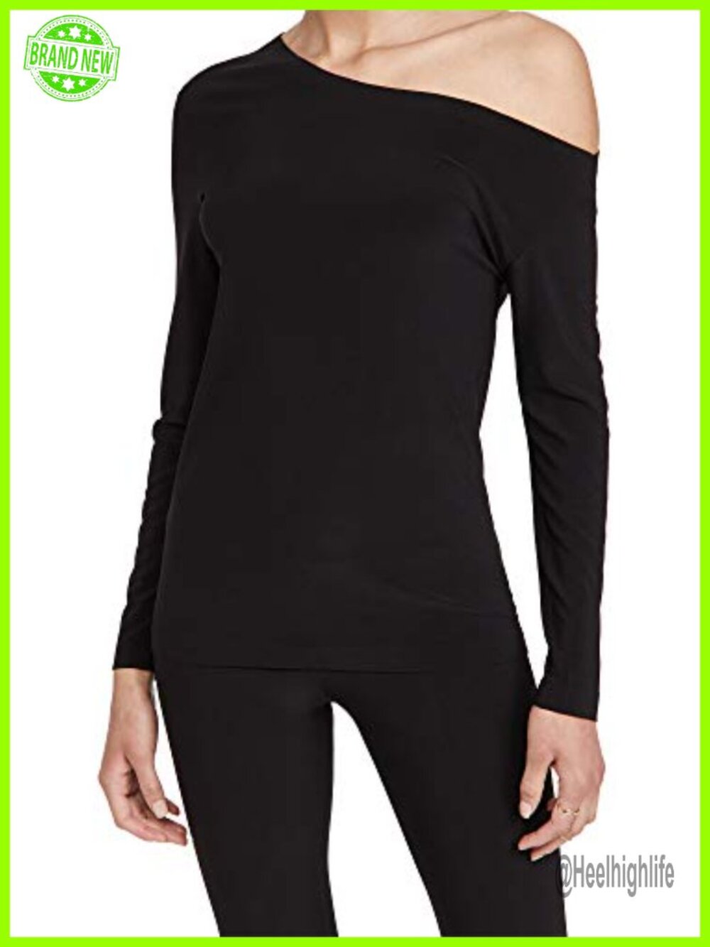 Long Sleeve Drop Shoulder Top Relaxed Fit One Shoulder Neck Pull On